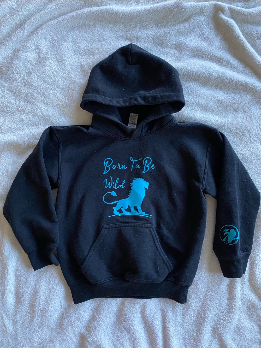 Kids Black Hoodie with glow in the dark Lion Graphic - Born To Be Wild